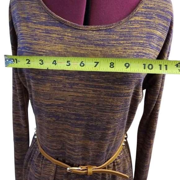 Yumi Sweater Dress Brown and Cream Scoop Neck Long Sleeve - Picture 6 of 12